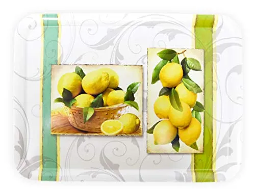 Lashuma Großes Esstablett 50x37 cm - Zitrusbaum Design - Servierplatten für Frühstück und mehr, elegantes Melamin-Tablett mit Zitrusbaum-Motiv, leicht und stabil für stilvolles Servieren.