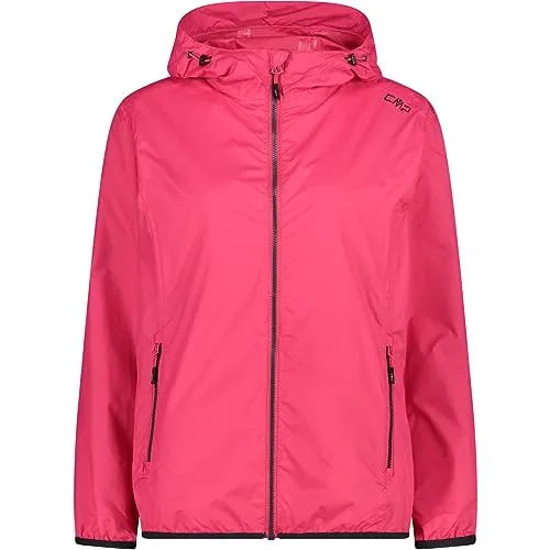 CMP Damenjacke mit Regenkapuze WOMAN JACKET RAIN FIX HOOD, Erdbeere, 44 EU - Funktionsjacke, wind- und regenfest mit vollständig versiegelten Nähten und platzsparender Packtasche – ideal für Outdoor-Aktivitäten bei jedem Wetter.