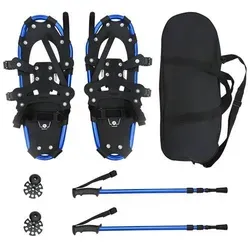 vidaXL 3 in 1 Schneeschuhe mit Wanderstöcken – Blau und Schwarz, 21 Zoll