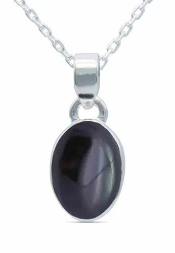 mantraroma echt Silberkette mit Onyx schwarzer Edelstein Damen Kettenanhänger 925 Sterlingsilber Halskette Geschenk (AK1-081-03-50)
