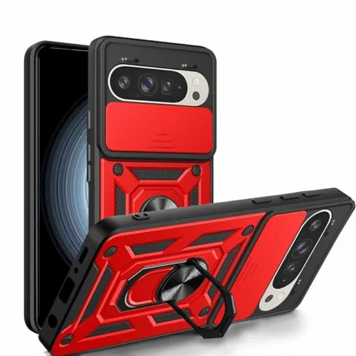 Handyhülle für Google Pixel 9/9 Pro | Stoßfest & Kratzfest | Mit Kameraschutz, Anti-Fingerabdruck & robustem Panzerschutz-Design | Rot