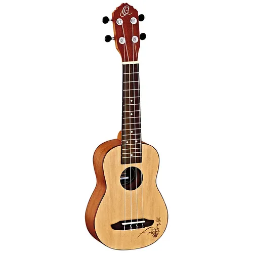 Ortega Guitars Sopran Ukulele Akustisch – Bonfire Series - Ukulele – Diese Sopran Ukulele überzeugt mit lebhaftem Sound durch die Fichtendecke und ist ideal für Einsteiger. Kompakt und leicht, perfekt für unterwegs!