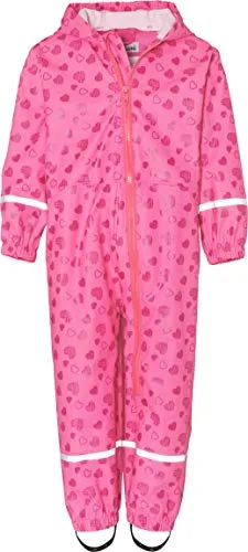 Playshoes Unisex Kinder Regen-overall Matschanzug, Herzchen, 86 EU - Regenbekleidung mit 5000mm Wassersäule, wind- und wasserdicht, ideal für nasse Tage. Langer Reißverschluss und Reflektoren sorgen für Sicherheit und Komfort.