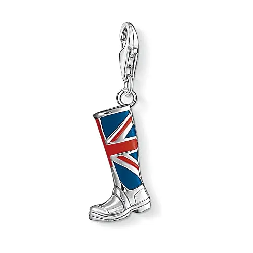 THOMAS SABO Charm-Einhänger LONDON Stiefel mit Union Jack - Charm-Anhänger aus 925 Sterlingsilber, rhodiniert und anlaufgeschützt. Detailverliebt mit buntem Kaltemail – ideal für individuelle Schmuckstücke oder Geschenke.