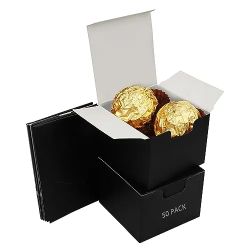 Kurtzy Schwarze Karton Box Geschenkbox mit Deckel (50er Pack) - L 5 x B 5 x H 5 cm Karton Geschenkbox - Pappschachteln mit Deckel Einfach Zusammenzubauen - Partys, Geburtstage, Hochzeiten & Feiertage