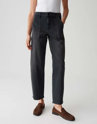 OPUS PANTS Relax-fit-Jeans MELLY FREE mit Powerstretch Mid Rise Ankle, aufgesetzte Cargotaschen, leichte Used-Effekte