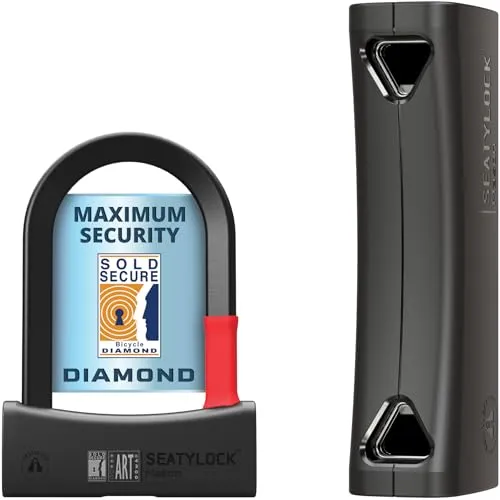 SeatyLock Mason Fahrrad Bügelschloss - Hochsicherheits-Bügelschloss für e-Bikes und Roller - Fahrradschlösser mit patentiertem Design, bohr- und sägefest. Bietet hohen Diebstahlschutz und ist ideal für e-Bikes, Roller und Mountainbikes.