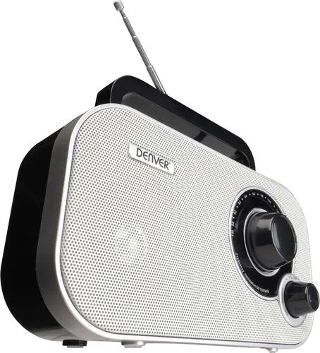 Denver TR-51 Küchenradio UKW Weiß - Elegantes FM-Radio mit analogem Tuning, ideal für jede Einrichtung. Einfache Bedienung durch Drehregler, flexibel im Strombetrieb oder mit Batterien.