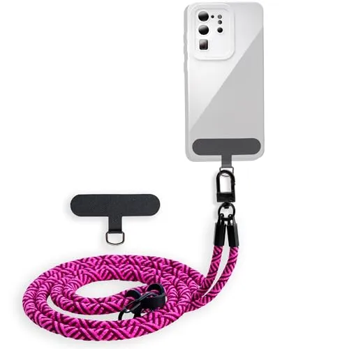 Cadorabo Universale Handykette in PINK - Passend für die meisten gängigen Smartphones und Hüllen - Verstellbares Handyband Kordel zum Umhängen Schlüsselband Universales Pad zum einlegen
