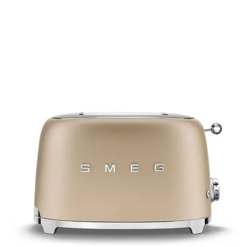 Smeg TSF01CHMEU Kompakt-Toaster in champagner matt - Stylischer Toaster mit 2 Schlitzen, der perfekte Mix aus Retro-Design und modernster Technologie für knusprigen Toast.