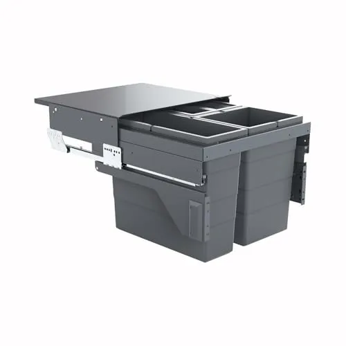 Hailo Einbaumülleimer AS Cargo 500 - 3-fach Abfallsammler für Schubladenschränke, ideal zur Mülltrennung mit Gesamtvolumen von 43 Litern. Perfekt geeignet ab 50 cm Schrankbreite und selbstjustierend für einfache Montage.