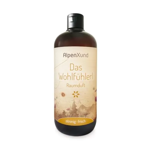 AlpenXund Raumduft Das Wohlfühlerl, Duftrichtung Zitronig-Frisch, Diffuser-Nachfüllpackung 500ml