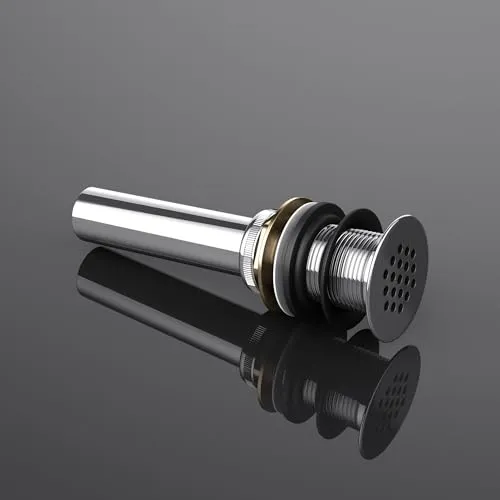 doporro Waschbeckenstöpsel Waschbecken & Waschtisch Stöpsel Ø 62mm | Ablauf Ventil für alle DIN-Waschbecken PU015 Chrom | Ablaufgarnitur Abflussstopfen ohne Überlauf