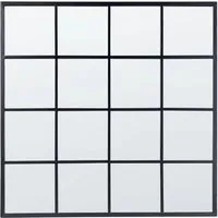 Wandspiegel Blesle - 78 x 78 cm, quadratisch mit schwarzem Metallrahmen - Dekorativer Wandspiegel in Fensteroptik, ideal für jeden Raum. Robuster schwarzer Metallrahmen und einfache Montage dank praktischer Aufhängung.