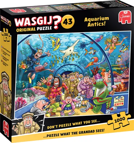 Jumbo Wasgij - Original 43: Aquarium Antics 1000 Teile - Puzzle für Erwachsene mit 1000 Teilen, fördert die Kreativität und bietet stundenlangen Rätselspaß im Aquarium-Thema.