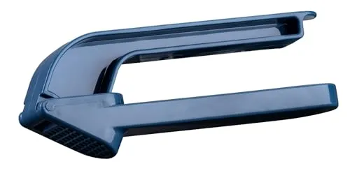 Fackelmann Knoblauchpresse Essential – Ergonomisches Design, Dunkelblau, Leicht & Spülmaschinengeeignet, Silber