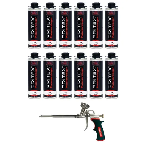 Bauschaumpistole inkl. 12 x Pistolenreiniger 500 ml