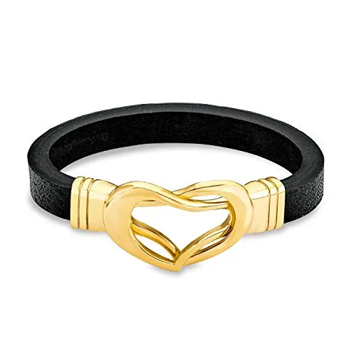 s. Oliver Damen-Armband Edelstahl Leder 21.5 cm - 540094