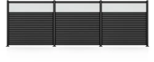 STAKET PRO Gartenzaun Komplettzaun »Rhombus Mini« 5,526 m x 180 cm - Gartenzäune aus pulverbeschichtetem Aluminium mit Einscheibensicherheitsglas, langlebig und ideal für moderne Gärten, inkl. 4 Pfosten und 48 Zaunelementen.