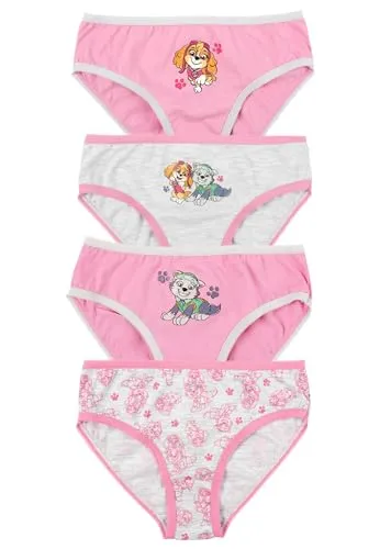 Paw Patrol Panty für Mädchen - Kinder Unterhose Slip Unterwäsche Rosa/Grau (4er Pack) (DE/NL/SE/PL, Numerisch, 122, 128, Regular, Rosa/Grau)