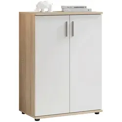 Kommode Lucca - Holzfarben, 60x82x35 cm - Elegante Kommode in Eichenoptik & Weiß, bietet zwei große Fächer und schützt vor Staub. Ideal für stilvolle und praktische Aufbewahrung in Ihrem Zuhause.