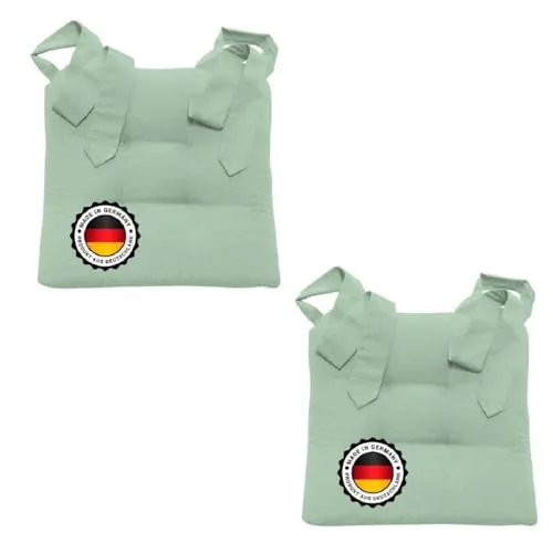 Bonvionn Stuhlkissen Mintgrün, 42x46 cm - Praktisches Stuhlkissen in Mintgrün mit 7 cm dickem Polster für optimalen Sitzkomfort. Der strapazierfähige Baumwoll-Mischstoff sorgt für Langlebigkeit. Ideal zum Fixieren mit Schlaufen.