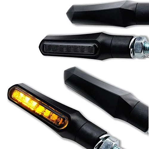 Germany Motorsports LED Mini Motorrad Blinker Shark e-geprüft schwarz universal 12V (LED Blinker, 2 Paar)
