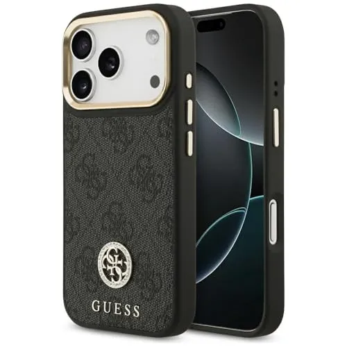 Guess 4G Strass Logo MagSafe iPhone 17 Pro Handyhülle - Schwarz - Elegante Handyhülle für iPhone 17 Pro mit 4G Strass Logo, bietet perfekten Schutz und ist kompatibel mit MagSafe für kabelloses Laden. Stil und Funktionalität vereint!