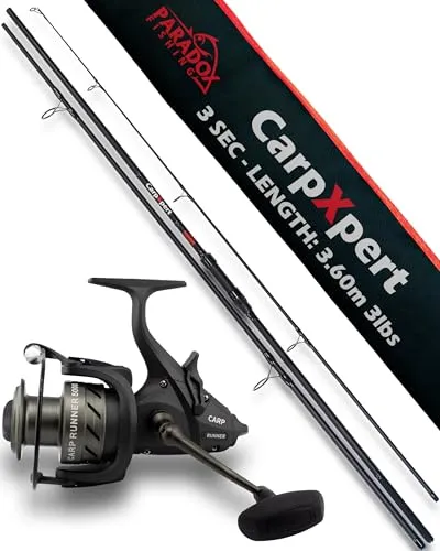 Paradox Fishing Karpfenrute CarpXpert 12ft 3,60m 3 LBS 3-teilig mit 5000 Carp Runner Karpfenrolle – Karpfen Angel Karpfen Rute