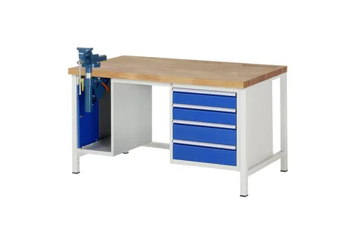 Rau Werkbank 8185A1 1500x900mm mit 4 Schubladen - Robuste Werkbank mit 4 praktischen Schubladen für optimalen Stauraum, ideal für Werkstätten und Hobbyräume.