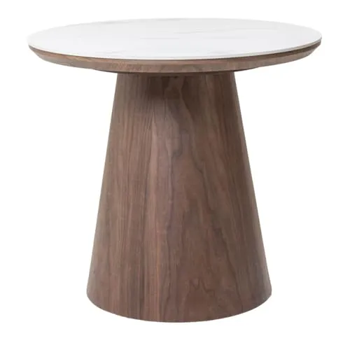 Giga Meubel Beistelltisch Alba Weiß Keramik/Walnuss Ø60x55cm