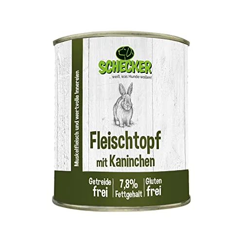 Schecker Fleischtopf mit Kaninchen 6x820g - Hundefutter, getreidefrei und glutenfrei, in Deutschland hergestellt – ideal für empfindliche Hunde.