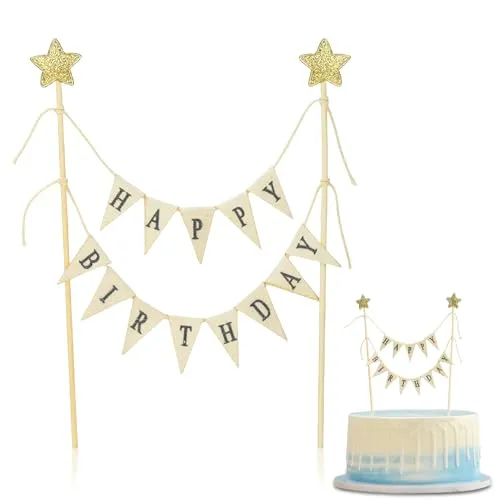 Happy Birthday Tortendeko,Kuchen Deko Geburtstag,Cake Topper Geburtstag,Torten Deko Geburtstagskuchen,Tortendeko Happy Birthday,Vintage Kuchendeko für Torte Dessert Party Dekoration,Geburtstagsfeier