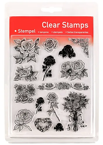 Clear Stamp Set - Rosen - 15-teilig ~14x18cm - Stempel Transparent 46820