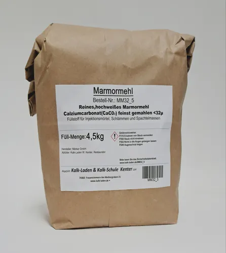 Marmormehl, kleiner 32 my, 4,5-kg-Beutel, sehr weiß