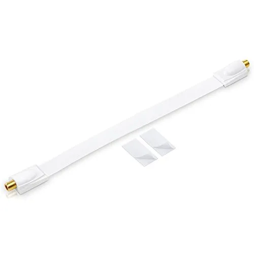 conecto CC50247 Premium Fensterdurchführung für SAT Kabel koaxial inkl. Klebepads (F-Kupplung auf F-Kupplung, vergoldet) weiß, 30 cm