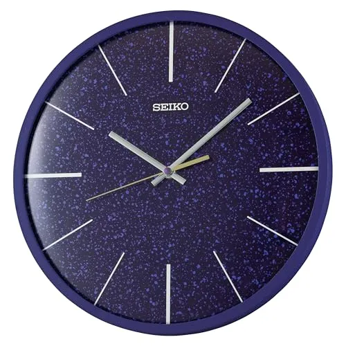 Seiko Wanduhr - Quarzuhr mit durchlaufender Sekunde, blau - Elegante Quarzuhr für Wohnzimmer, Esszimmer und Büro, mit durchlaufender Sekunde und modernem Design. Perfekt für stilvolle Akzente in Ihrem Raum.