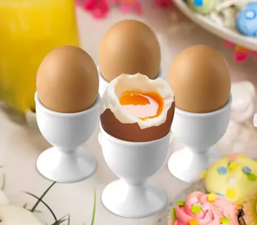 Eierbecher Set rund aus Kunststoff weiß 6 oder 12 Stück