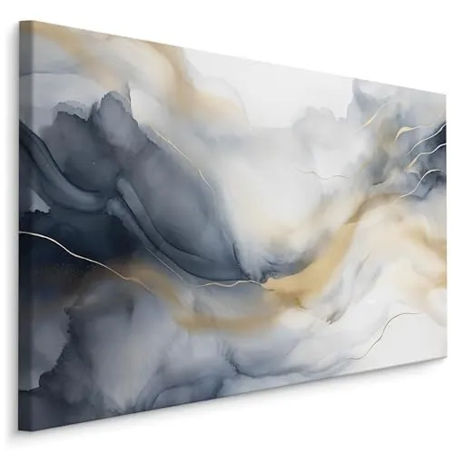 Muralo - Leinwandbild Aufhängefertig mit Abstraktion-Motiv - Bild für Wohnzimmer, Schlafzimmer, Büro, Restaurant - Wandbild Wanddeko Modern Vintage Glamour Loft Stil - Br.120cm x Hö.80cm