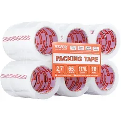 VEVOR Transparentes Packband 18er-Set - Hochleistungs-Paketklebeband für Umzüge und Versand, 47,8 mm x 59,436 m pro Rolle, extra lange Nutzung dank 3-Zoll Kern und robustem BOPP-Material.