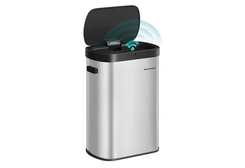 SONGMICS Sensor-Mülleimer 50 L, Edelstahl - Moderner Mülleimer mit Sensor und Softclose-Deckel für leises Schließen. Ideal für die Küche, sorgt für Sauberkeit und Komfort im Alltag.