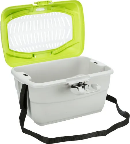 TRIXIE Tiertransportbox Transportbox Mini-Capri - hellgrau/grün - 40 × 22 × 30 cm