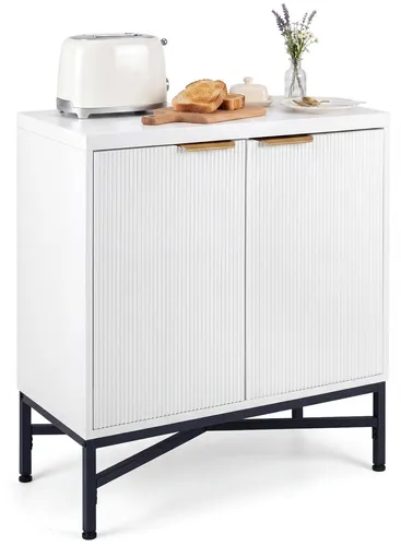 COSTWAY Aufbewahrungsschrank Sideboard mit Türen, Weiß