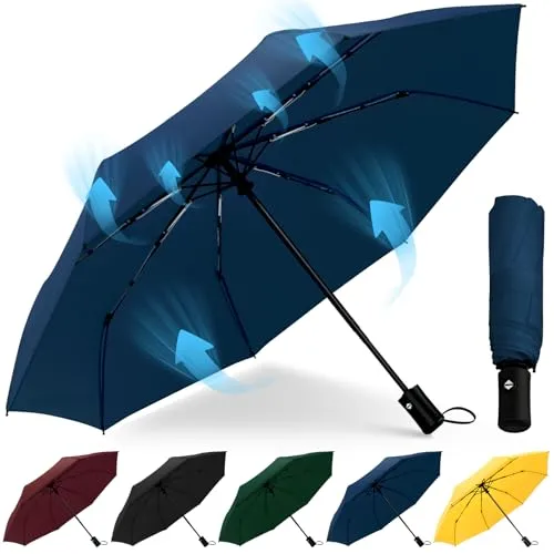 HEXSOLID Regenschirm Sturmfest Automatik Regenschirm Groß mit 8 Rippen 106 cm/117cm Reise Windsicher Schirm Wasserdicht Umbrella Faltbar Kompakte Taschenschirm für Herren und Damen
