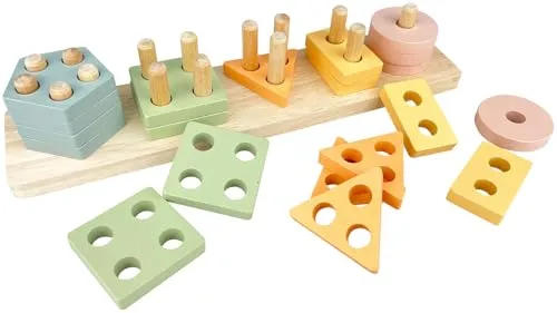 Playtastic Stapelspielzeug: Stapel- & Sortierspielzeug-Set, ab 1 Jahr, Pastellfarben (Montessori-Spielzeug, Baby Spielzeug 1 Jahr)