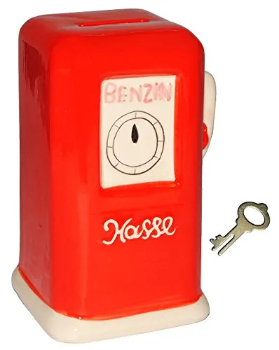 Spardose „Benzinkasse“ (Kermik * Mit Schloss * 9,5 x 8 x 15 cm)