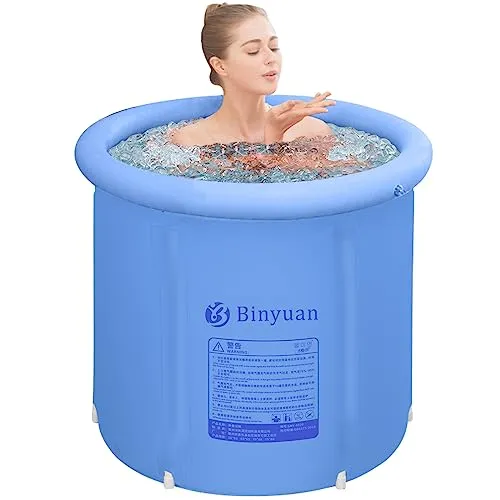 B&Y Faltbare Erwachsene Badewanne, 75x75cm Eisbaden Tonne Aufblasbare Eisbad für Athleten und Sportler Freistehende Ice Tub Eisfass für Outdoor