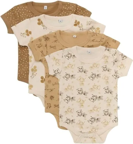PIPPI Unisex Baby Body SS AO-printed (4-pack) - Bodys für Baby-Jungen, 4er Pack mit Druckknöpfen für einfaches An- und Ausziehen, aus OEKO-TEX zertifiziertem Material für höchste Sicherheit und Komfort.