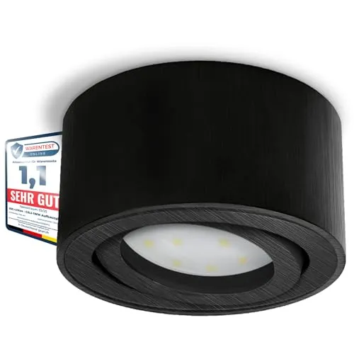 SSC-LUXon CELI-1B Deckenleuchte LED Aufbau rund mit fourSTEP Modul wechselbar - 4W warmweiß 230V - Deckenspot schwarz flach