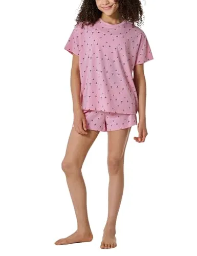 Schiesser Shorty Nightwear (2 tlg) - Leichter Schlafanzug Kurz rosa 176 EU - Kinder-Nachtwäsche aus 50% Modal und 50% Baumwolle, mit Rundhals-Ausschnitt und motivierendem Print für süße Träume.